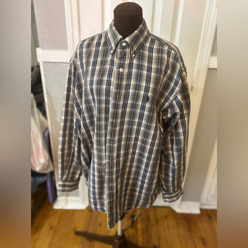 Ralph Lauren Blue and White Plaid Shirt